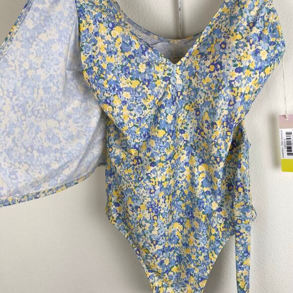 NWT Summersalt Perfect Wrap Blue Yellow Floral One-Piece Swimsuit Size 10 - Picture 8 of 14